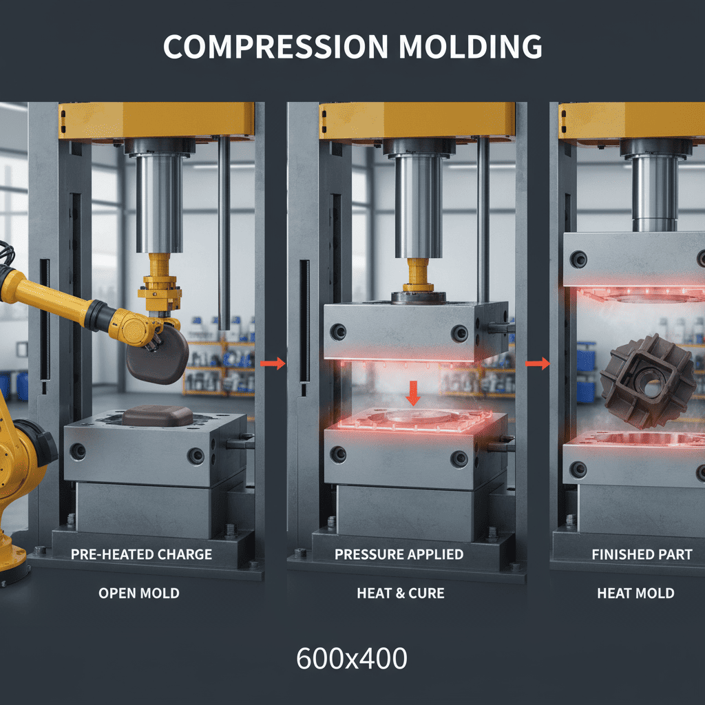 A hydraulic press used for compression molding