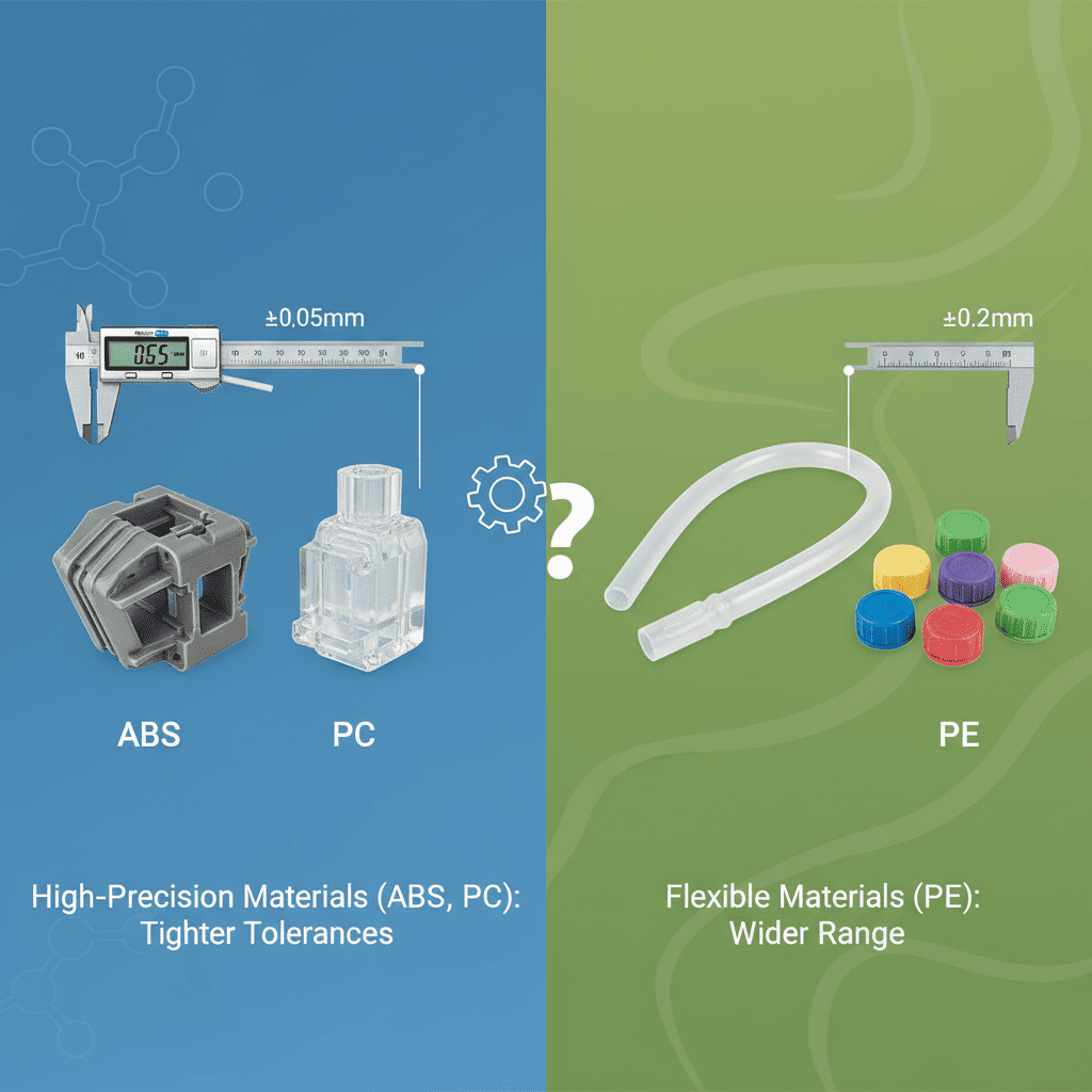 A collection of plastic pellets from different materials like ABS, PC, and PE