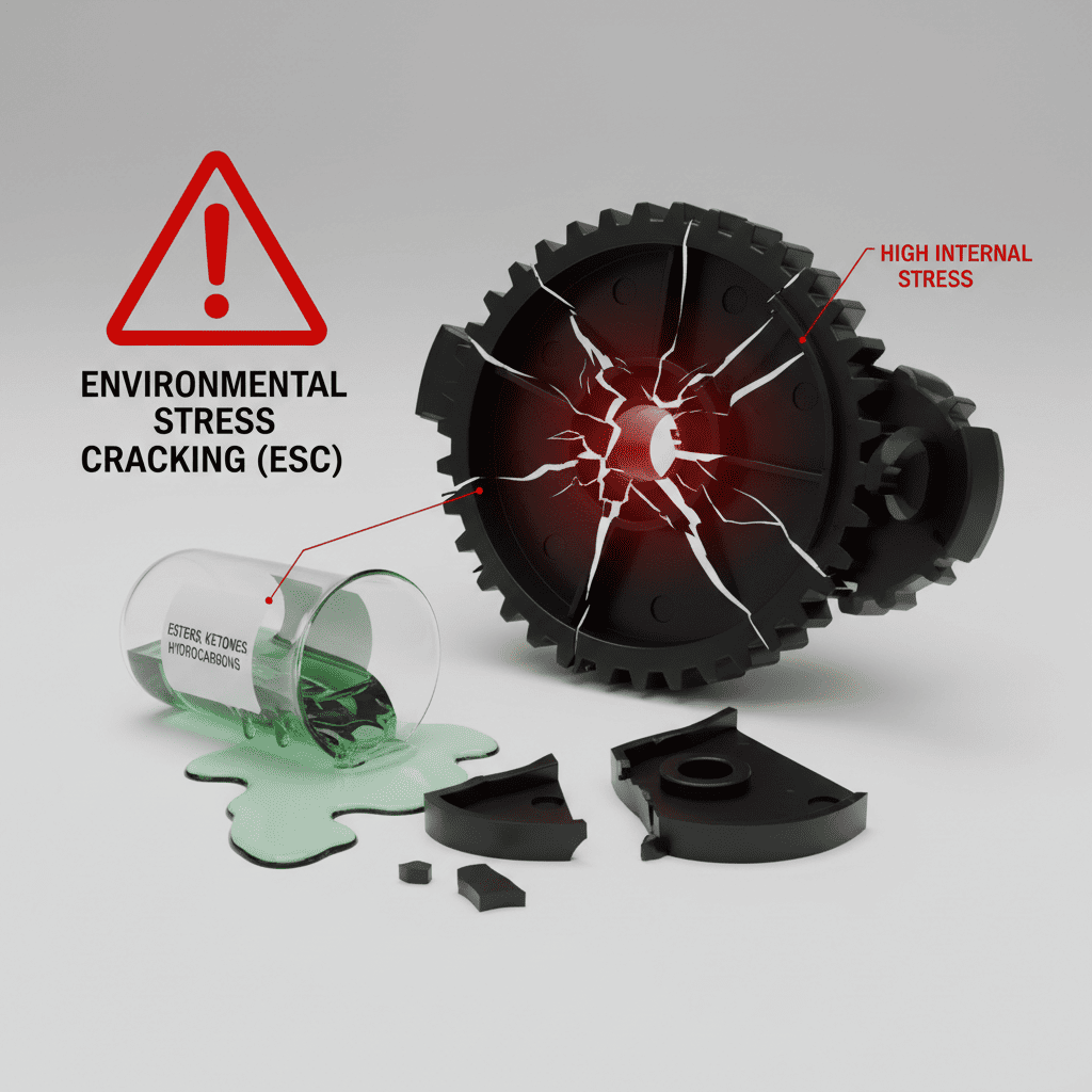 A photo showing a crack forming on an ABS plastic part.