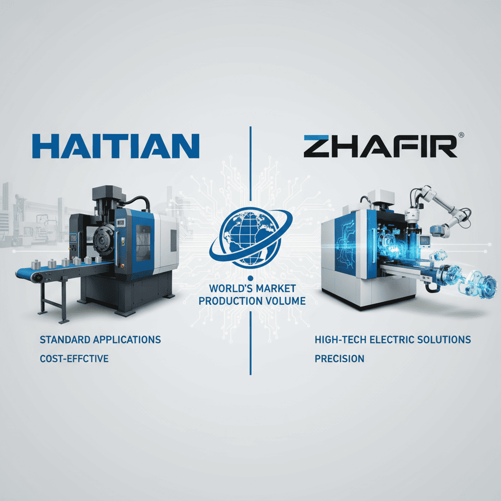 A massive factory floor filled with Haitian injection molding machines ready for shipment