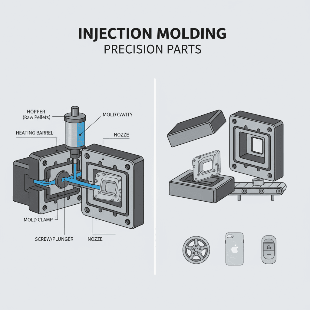 A custom injection mold machine in operation