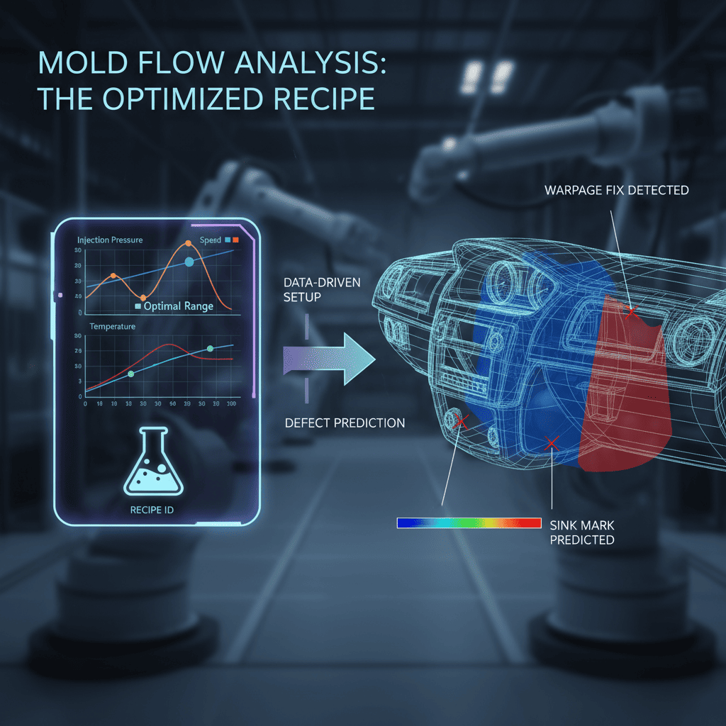 A pile of rejected plastic parts next to a single perfect-quality part