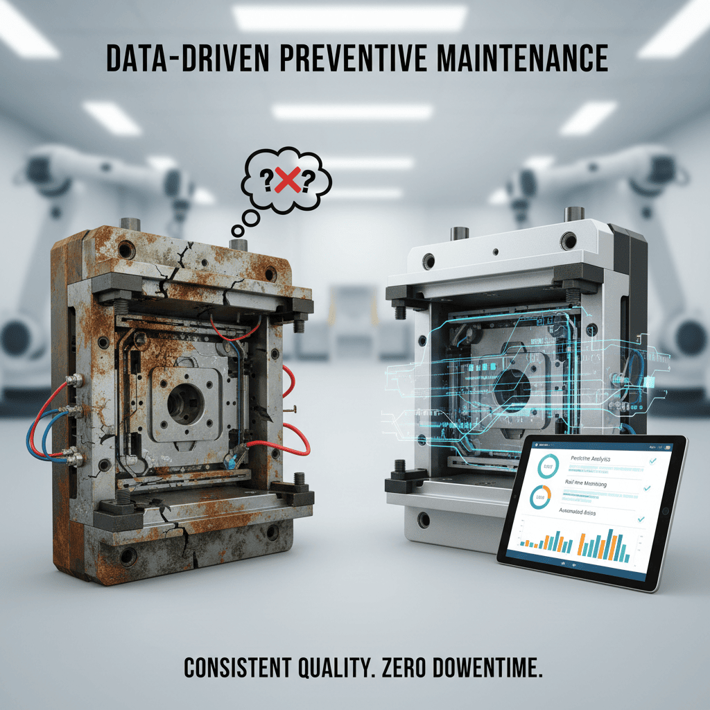 CAE simulation showing stress points on an injection mold design