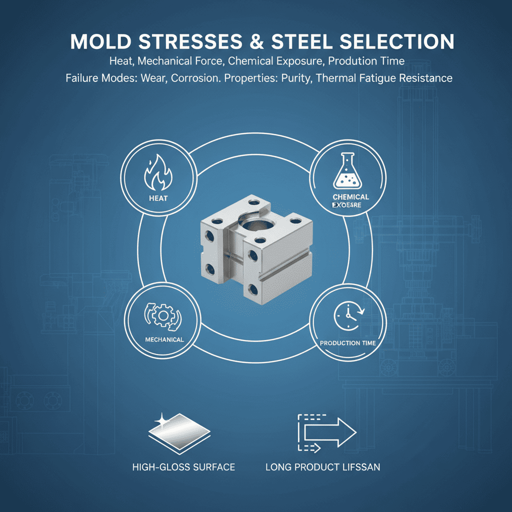 A highly polished mold cavity reflecting light