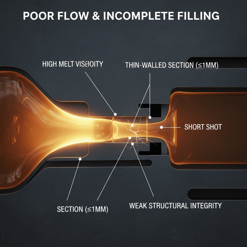 An injection molded part with visible weld lines