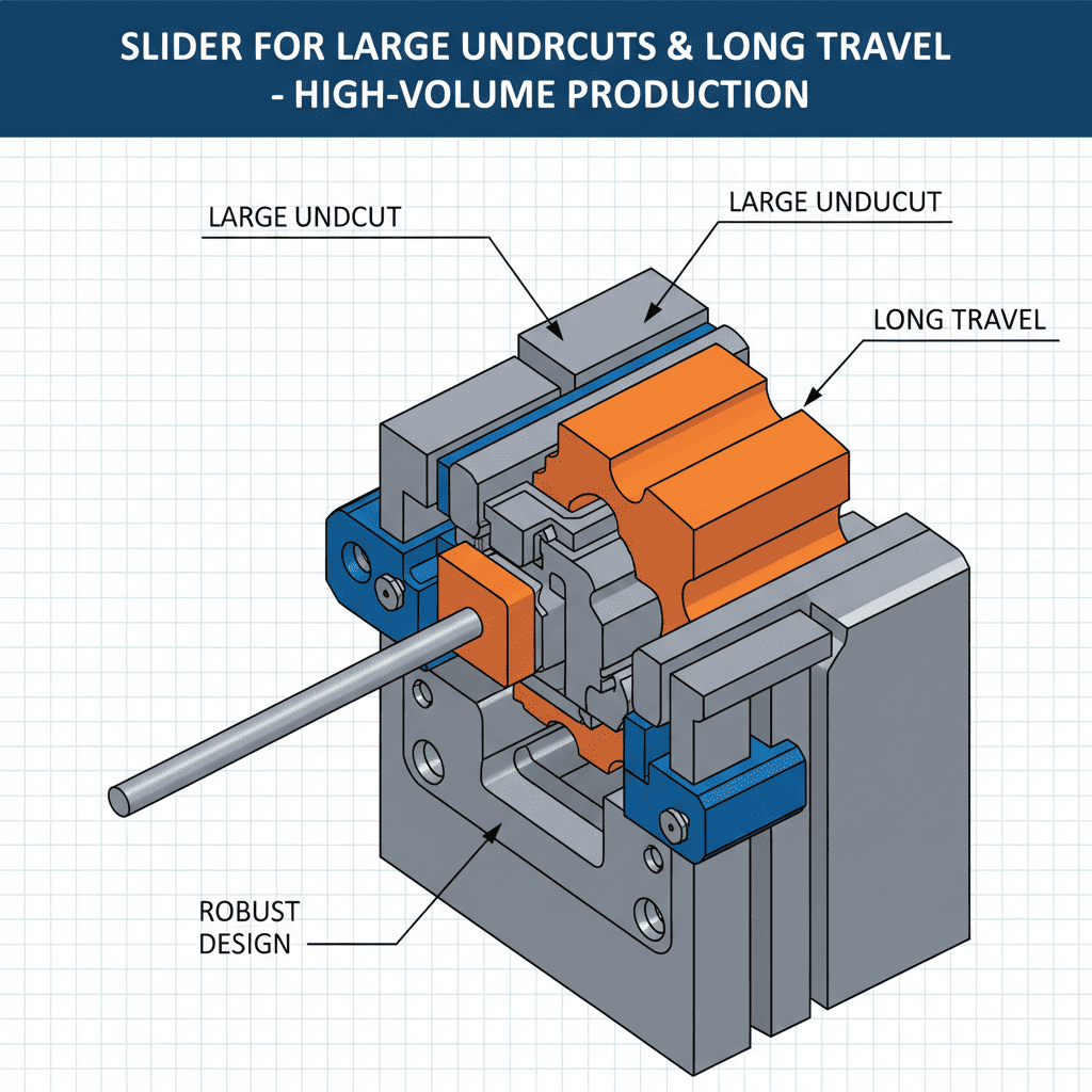 An example of a complex plastic part with multi-directional snaps