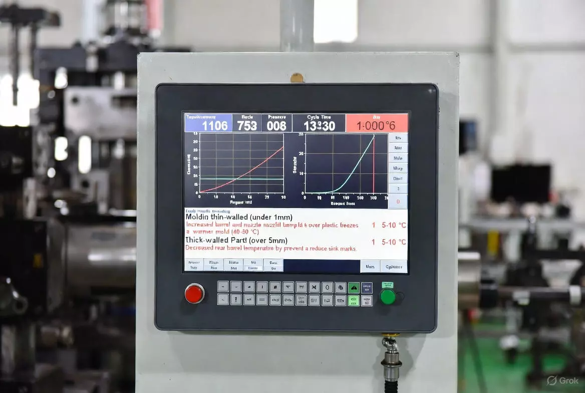 Side-by-side comparison of a thin-walled and a thick-walled PVC part