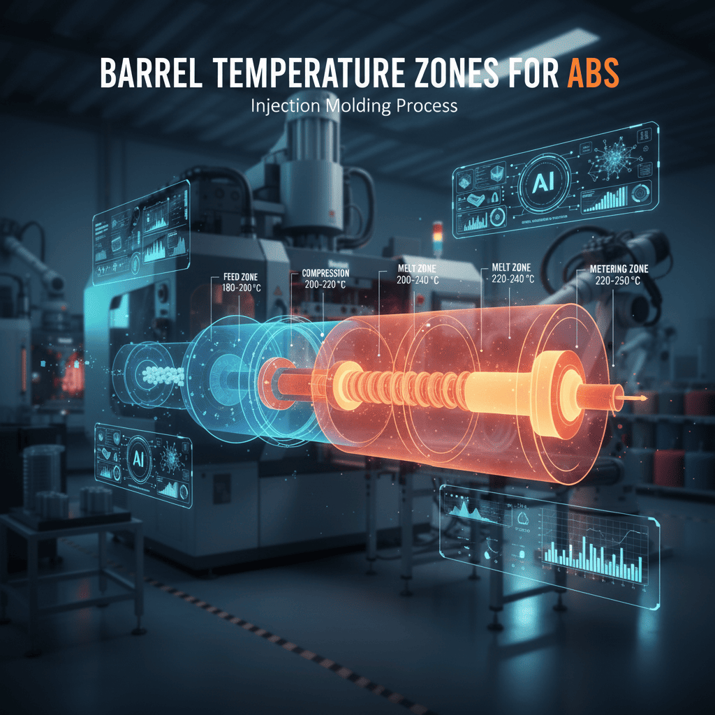 Diagram of injection molding machine barrel zones