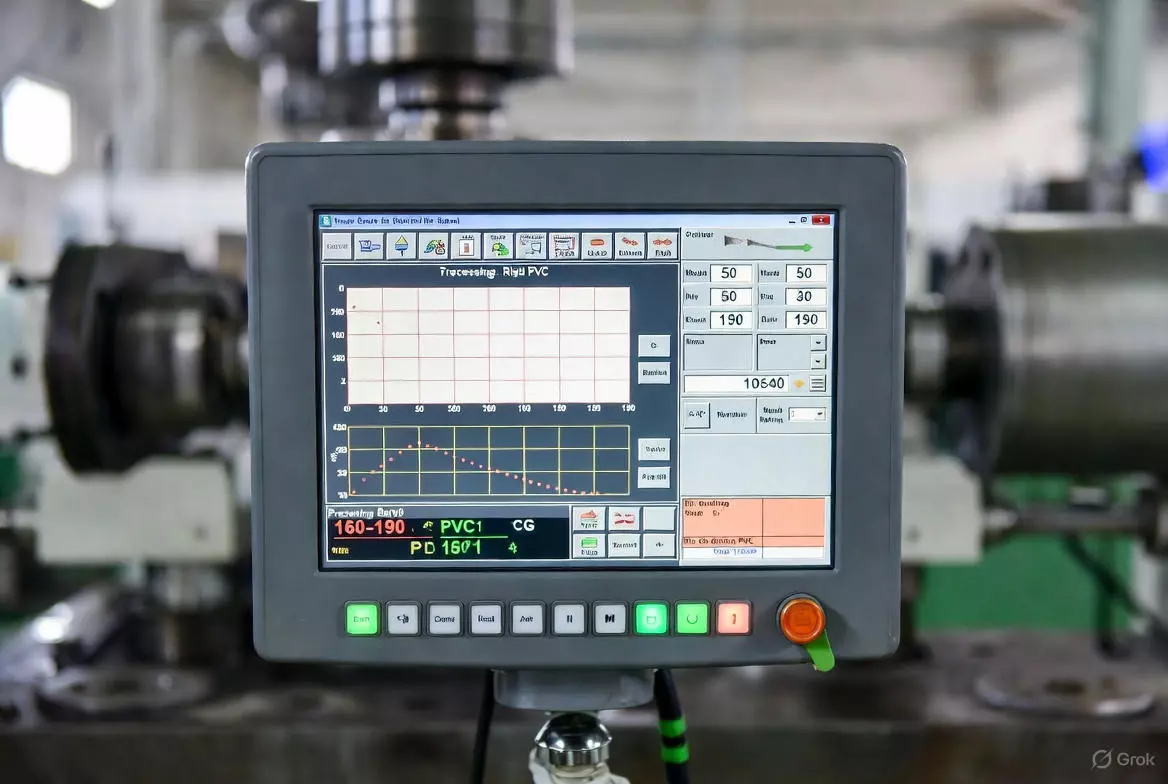 Diagram showing barrel and mold temperature zones for PVC molding
