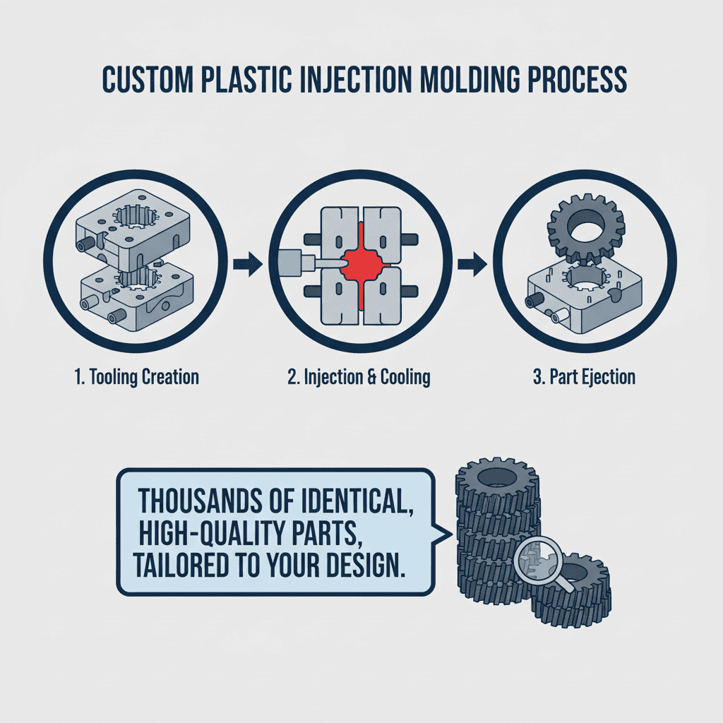 A custom injection mold being prepared for production