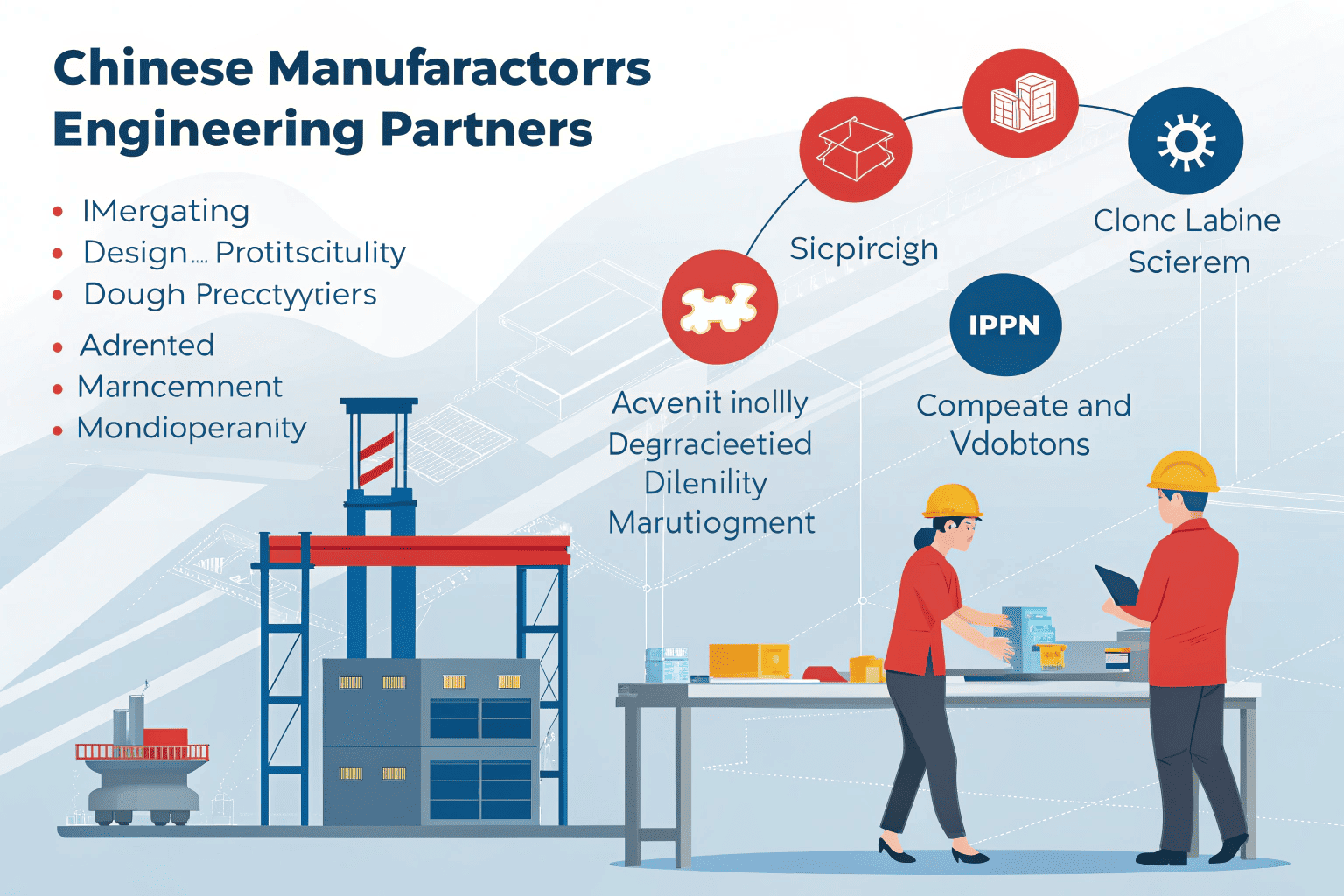 A factory floor with automated machinery and data dashboards
