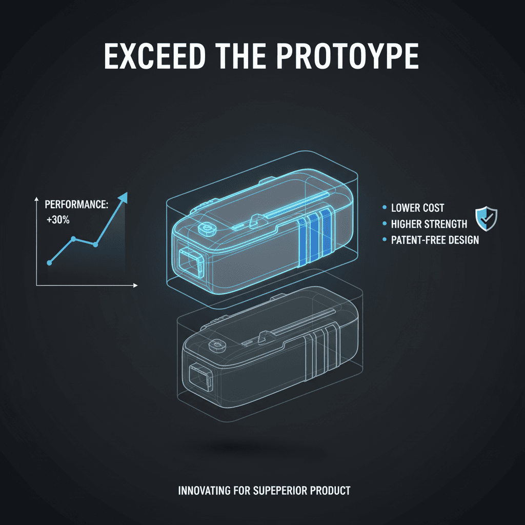 A side-by-side comparison of an old product and a new, improved version