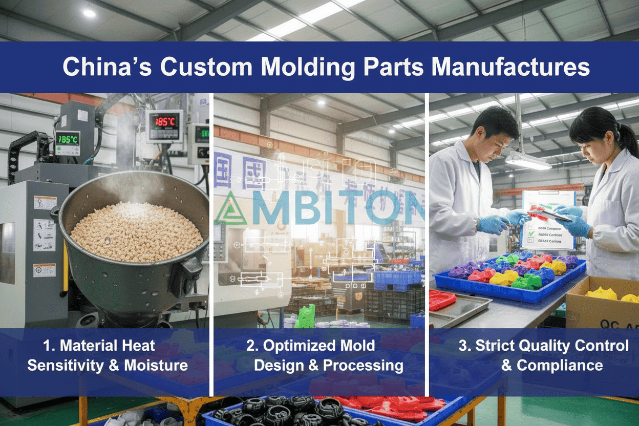 A close-up of a flawless PVC injection molded part next to a defective one with yellow streaks.