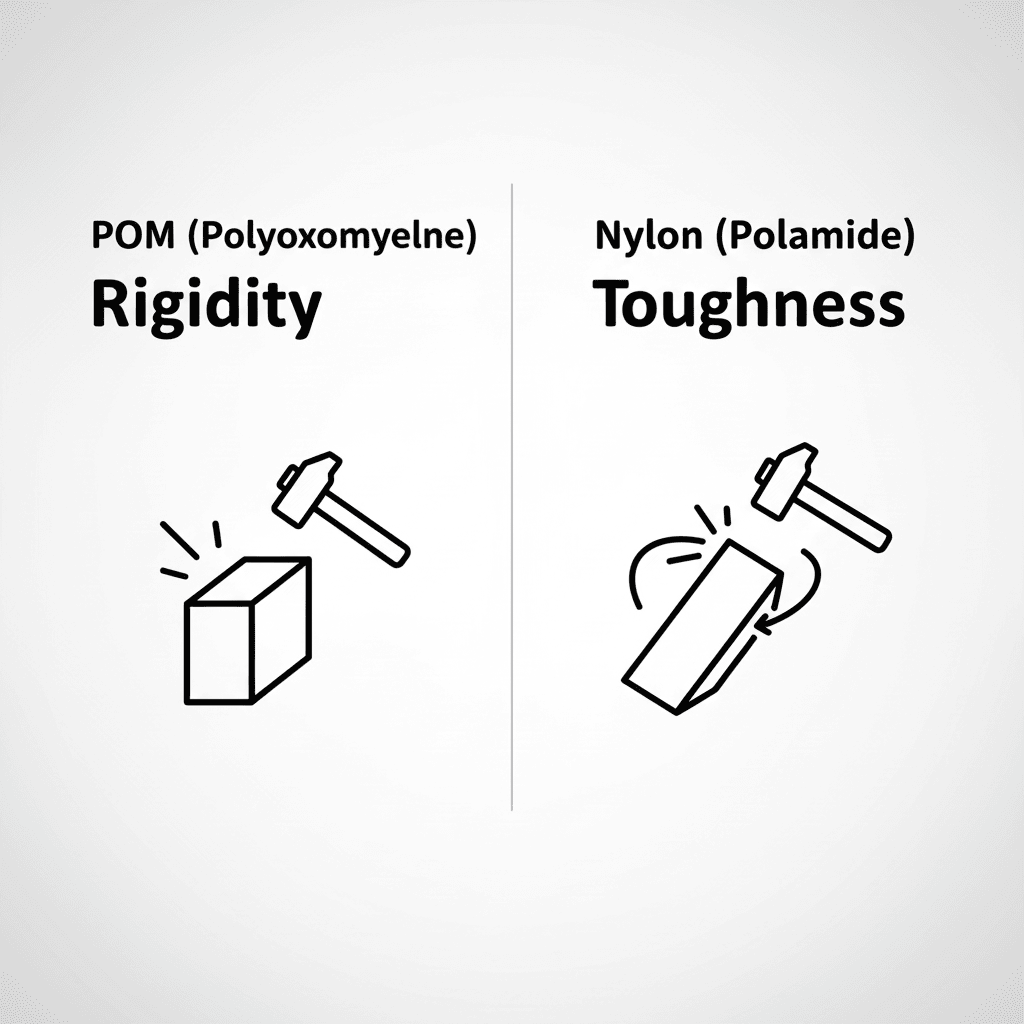 A precision POM gear and a flexible nylon fastener