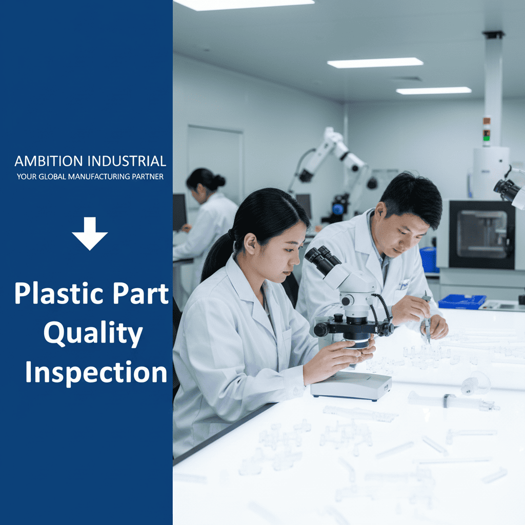 A quality inspector using a caliper to measure a plastic part