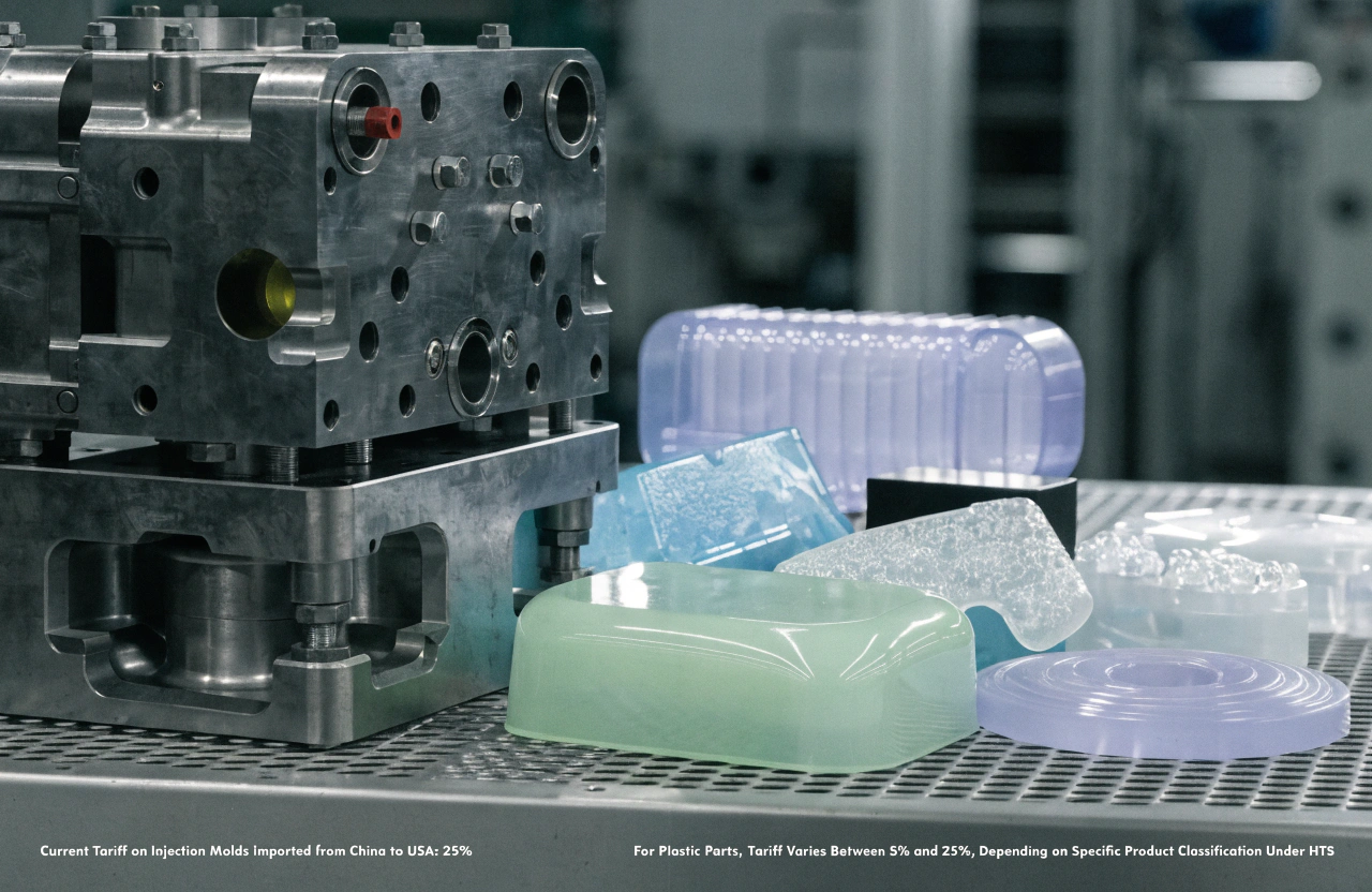 An injection mold being prepared by a technician at a manufacturing facility.